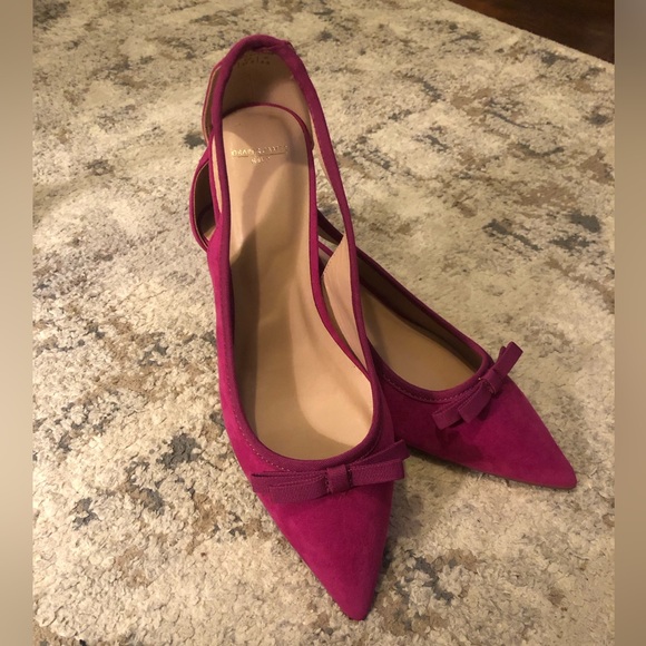Draper James Fuschia Kitten Heels with Bow - Picture 2 of 8